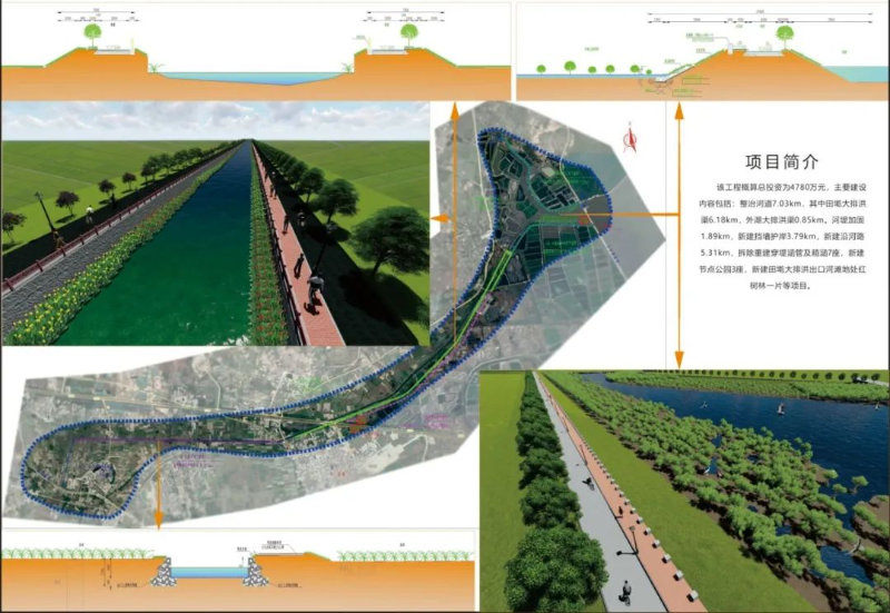 田墘大排洪治理工程项目简介图。 图片