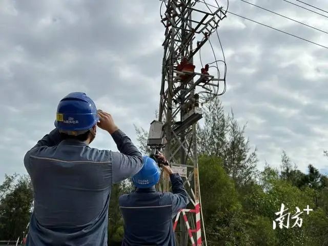 汕尾红海湾供电局组织运维人员进行10千伏田一线与10千伏石牌线网架完善项目完工送电操作。(摄:林泽忠) 图片